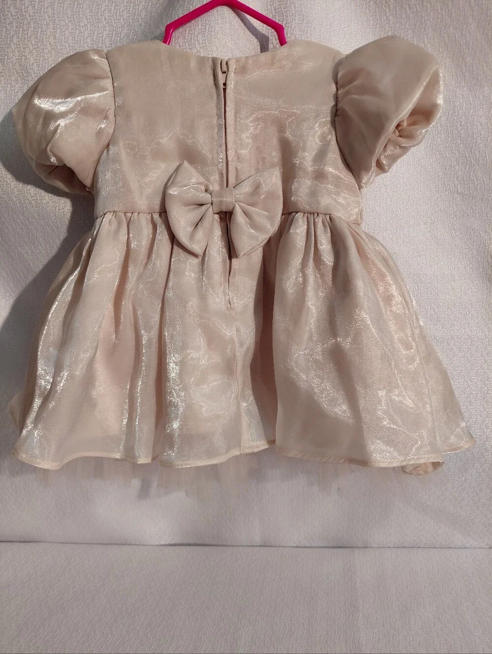 Rare Editions Shimmery Cream Puff Sleeve 3-6 Months Infant Dress NWT